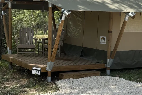 A tent at the tree line