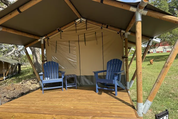 The glamping tent porch