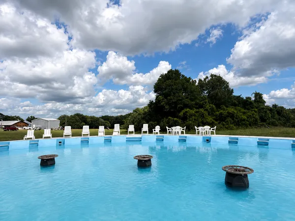 The outdoor pool on a summer afternoon