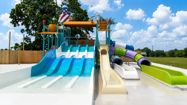 The splash pad and its slides