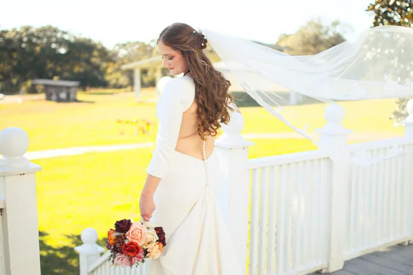 The bride on the lawn